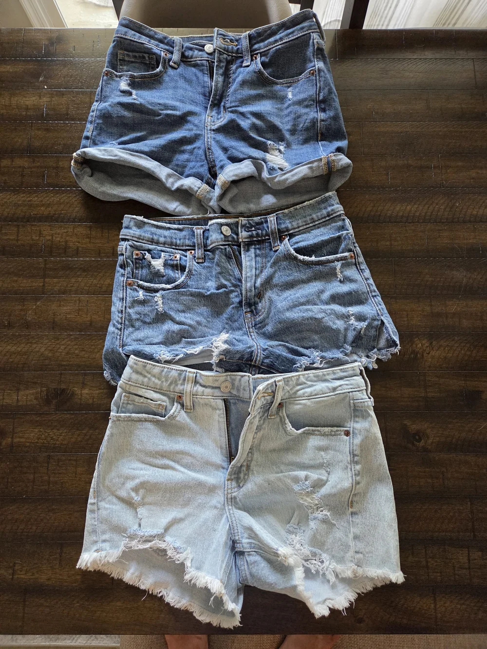3-Pack Distressed Denim Shorts Set - Blue Shades